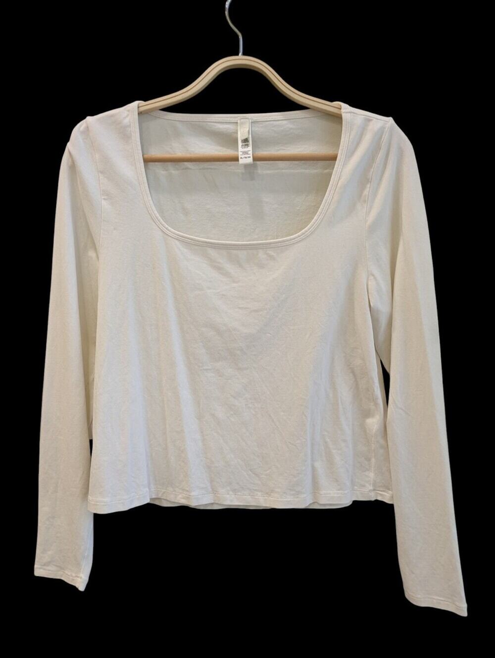 SKIMS Vintage Scoop Long Sleeve T Shirt Top XL Seamless Stretch Square Neck